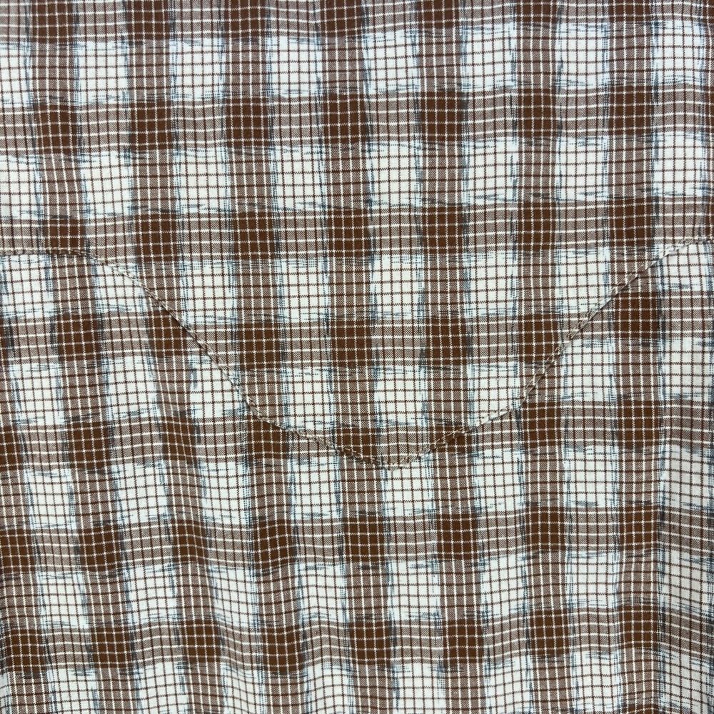 Wrangler Retro Premium Mens Brown Plaid Tiger Eye Pearl Snap Flip Cuff Shirt L - Picture 9 of 10